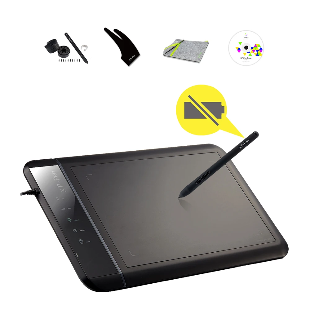 XP PEN Star 02 Black Digital 8" x 5" Graphics Painting Pen Tablet