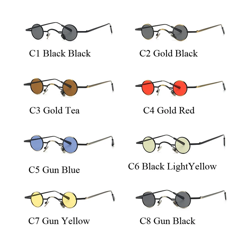 Винтажные готические маленькие круглые солнцезащитные очки в стиле стимпанк, трендовые женские солнцезащитные очки для мужчин и женщин, классические черные солнцезащитные очки