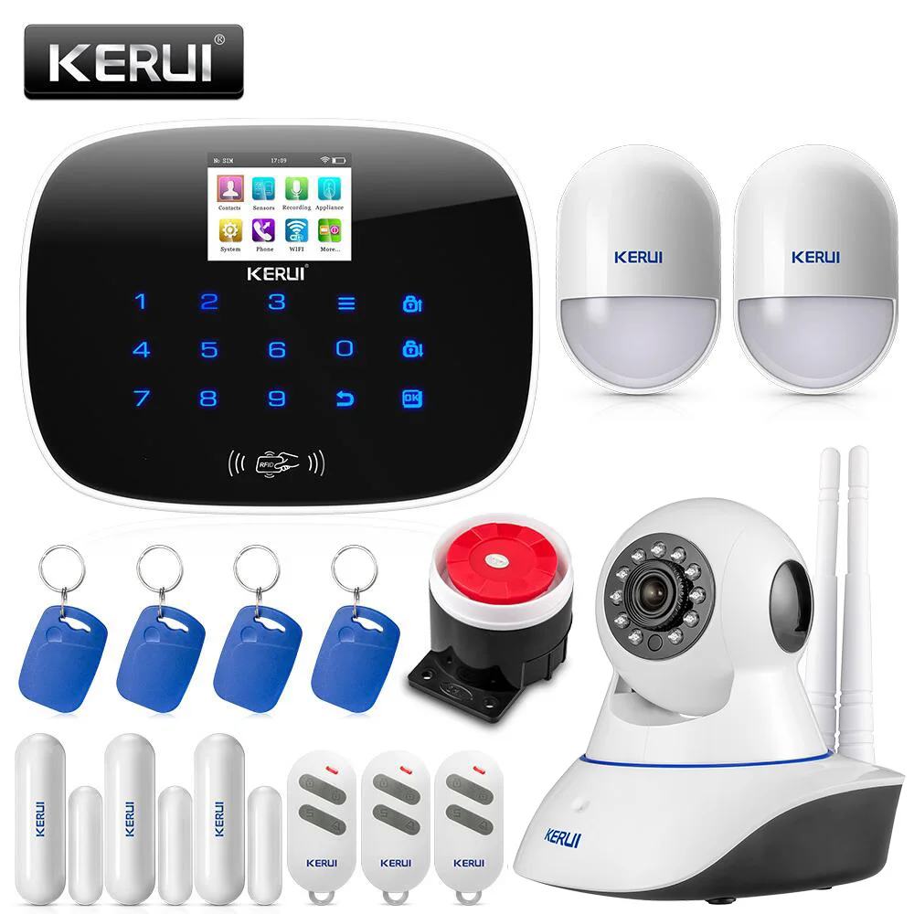 KERUI nuevo W193 inalámbrico 3G WIFI PSTN GSM inteligente hogar sistema de alarma antirrobo de seguridad juegos APP Control remoto táctil pantalla de alarma