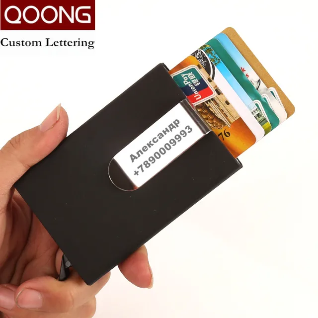 qoong 2018 rfid card wallet automatic pop up id credit card holder men women business card - Women Business Card Holders qoong 2018 rfid card wallet automatic pop up id credit card holder men women business card - Women Business Card Holders