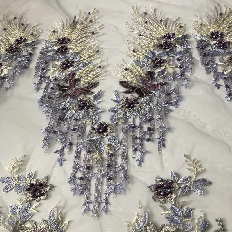 SASKIA 1 шт. вышитая бисером ткань патч цветок сетка вышитые ткани африканская Кружевная аппликация пришить свадебное платье одежда пэчворк Diy