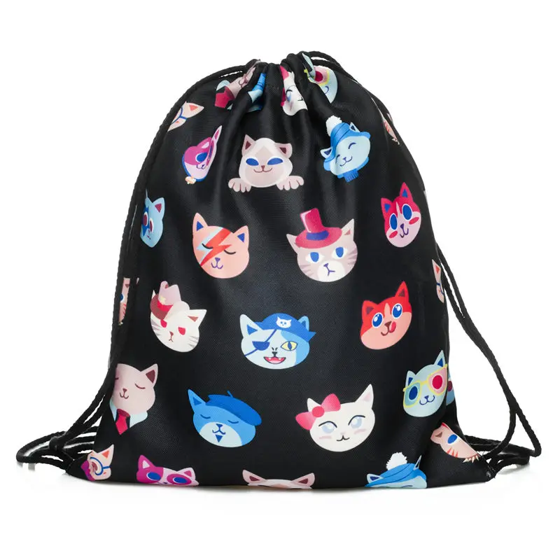 Космические кошки 3D печать мини рюкзак женские сумки модная сумка на шнурке mochila feminina дорожная сумка рюкзаки sac a dos - Цвет: bpa30765