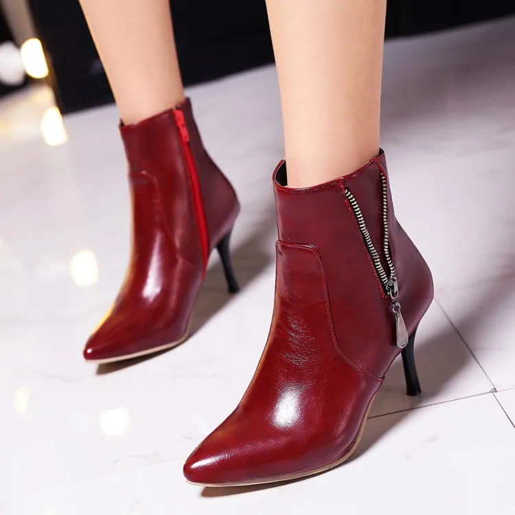 

Big Size 11 12 13 14 Fashion of European and American Wind-tip Slender High-heel Side Zipper Shoe Boots