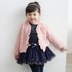 Детские для маленьких девочек 3 шт. розовое пальто рубашка-синяя юбка-пачка с блестками юбка костюм Костюмы комплект