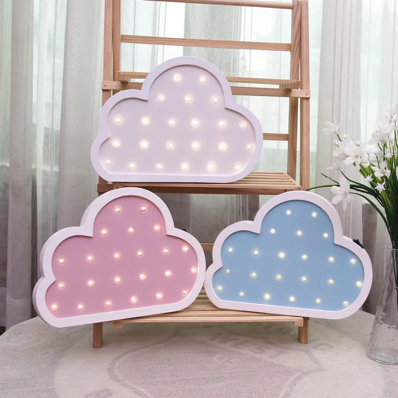 Nuvem de Madeira Decoração da Sua Led sem Fio Criativo Grande Noite Parede Bateria Crianças Quarto Luminária Presente Lâmpada Cabeceira Casa Luz