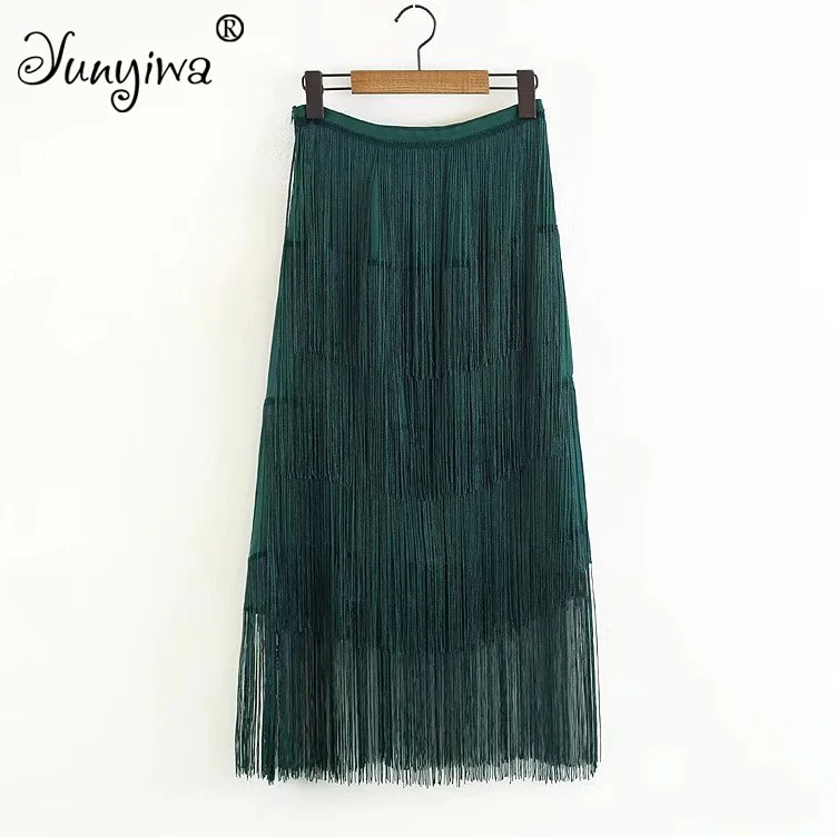 

Women's new tassel chiffon stitching skirt A-Line Women Skirts Jupe Femme Faldas Mujer