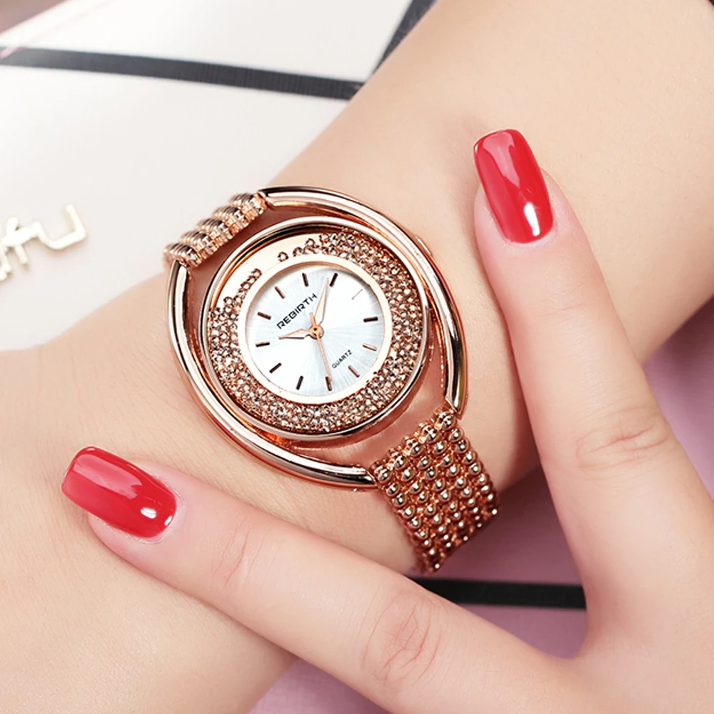 

Fashion Gold Diamond Dress Watch Women Rhinestone Dial Wrist Watches Casual Crystal Bangle Timepiece Ladies Watch montre femme