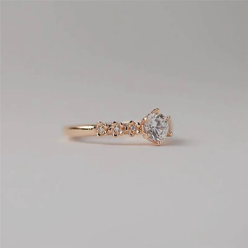 ROMAD, розовое Золотое цветочное кольцо для невесты, обручальное кольцо на палец, обещающее, обручальное, массивные кольца для женщин, ювелирное изделие, bague femme