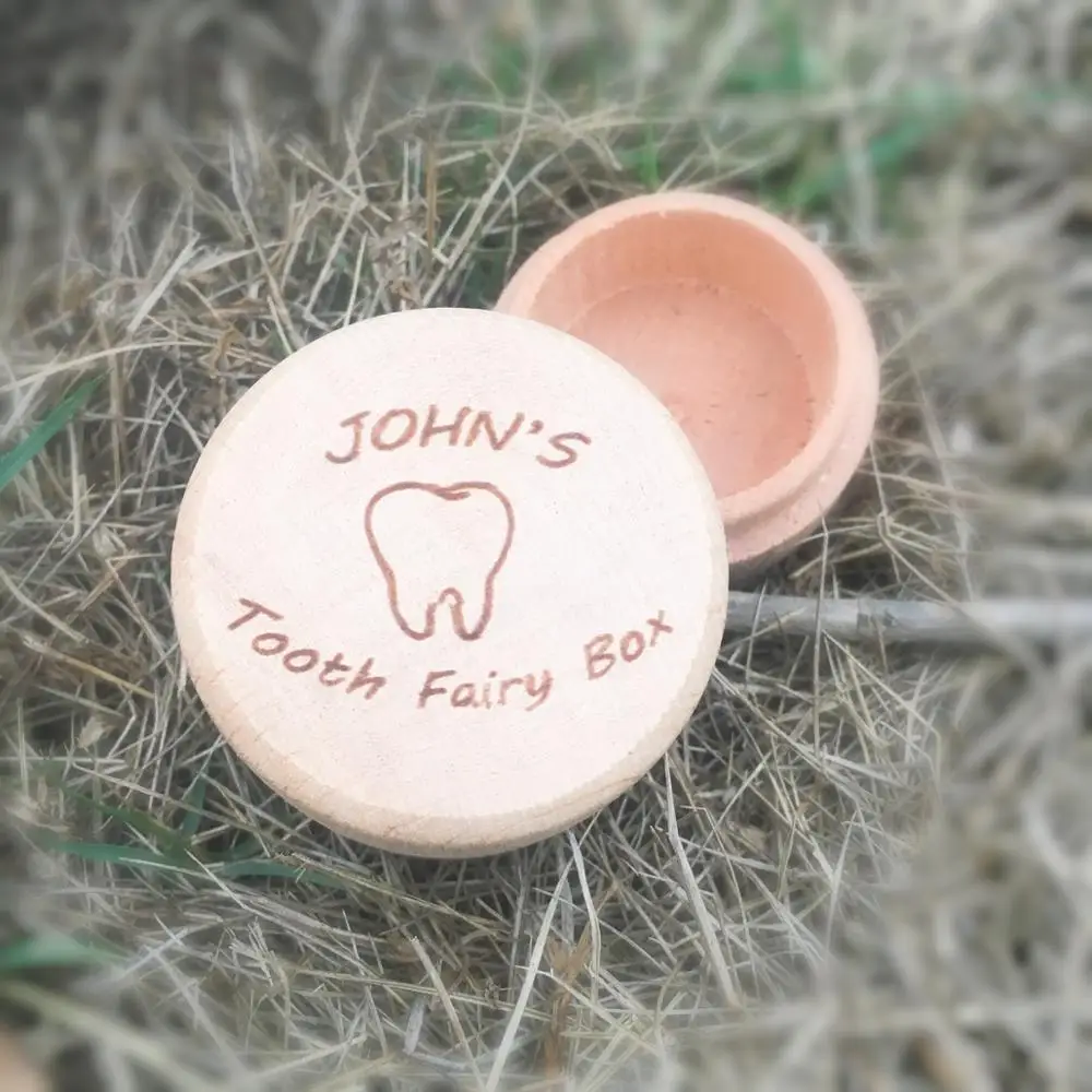 

Personalized Child's tiny baby tooth box engraved baby name adorable keepsale box to hold tiny baby tooth under their pillow