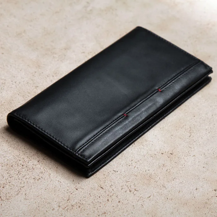 Iamvoid модельер многофункциональный бумажник Пояса из натуральной кожи кошелек Для женщин длинные Стиль коровьей бумажник с красной линии сшивание - Цвет: Black