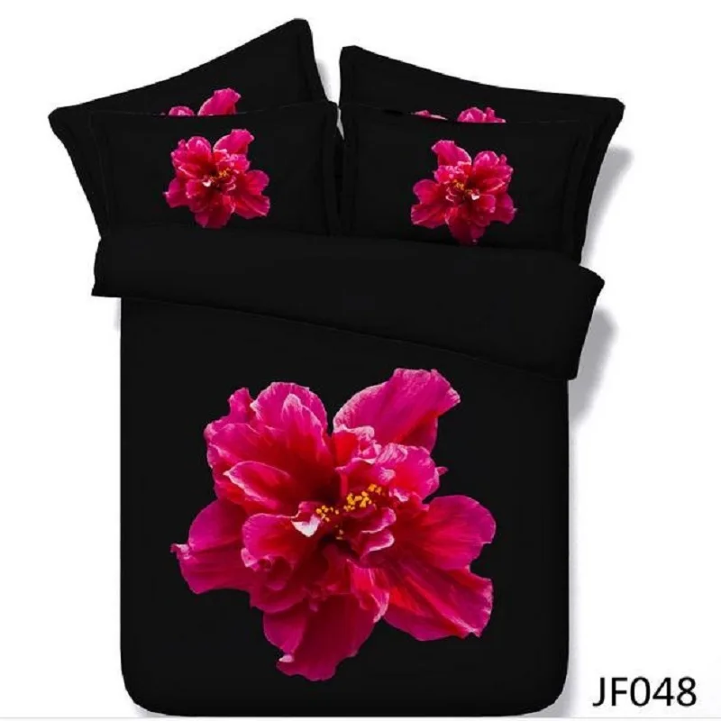 Home Textile 3D HD Lotus designer Black Red Big Flower Bedding Sets Purple Duvet Cover Sets Luxury Single Twin queen king Size