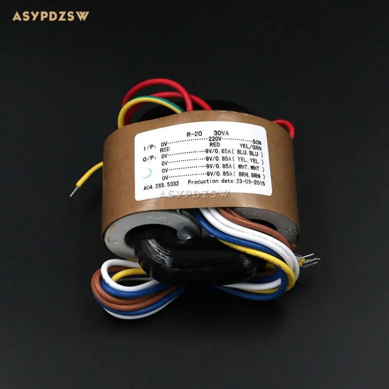 

Трансформатор типа R с экраном и выходом провода 30 Вт (4x9 в), 115 В/220 В, 30 ВА, четыре, 9 в