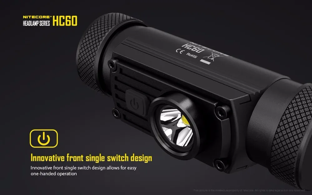 Светодиодный налобный фонарь NITECORE HC60 XM-L2 U2 Макс. Расстояние луча 117 лм 18650 метров перезаряжаемая фара с аккумулятором 3400 мАч