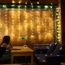2018 Christmas Lights EU/US Plug Curtain Light Romantic Warmwhite Lighting for Festival Wedding Decoration Outdoor Waterproof 2018 Christmas Lights EU/US Plug Curtain Light Romantic Warmwhite Lighting for Festival Wedding Decoration Outdoor Waterproof