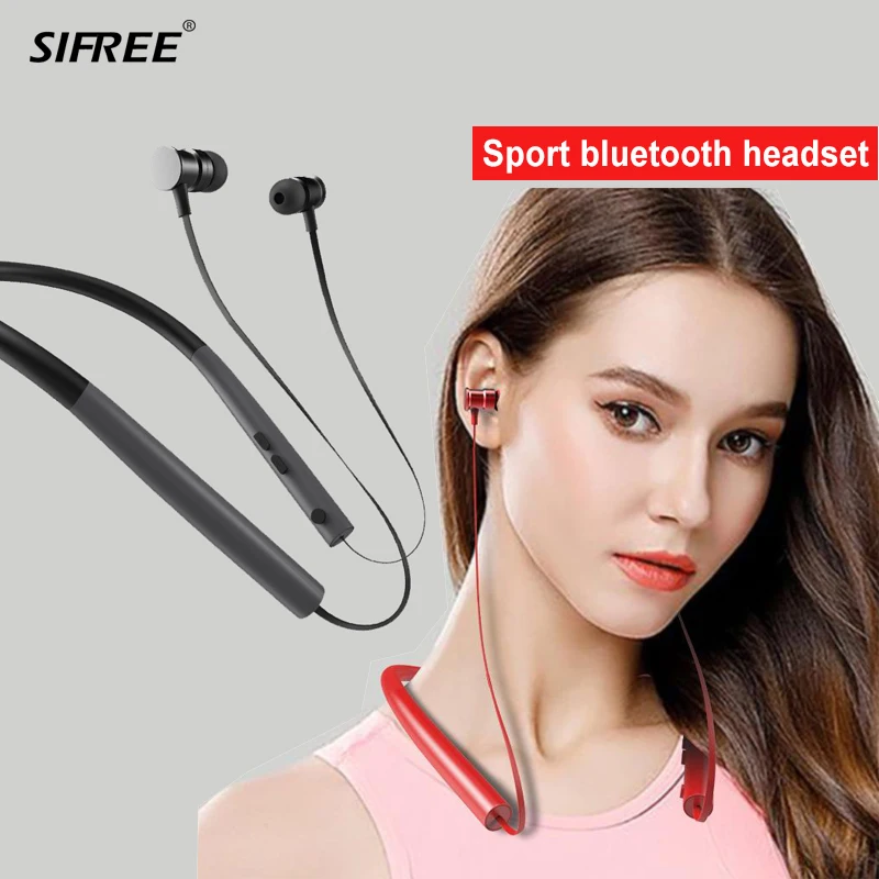 Wireless Bluetooth Headset Hanging Necklace Stereo Earphone