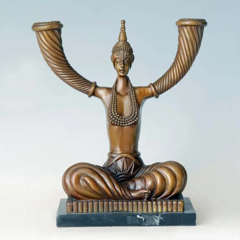 

ATLIE BRONZES Europe style classical figurine candlestick bronze statue candle holder sculpture home decoration