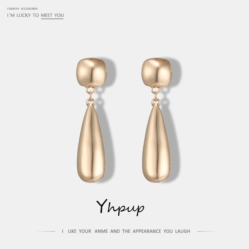 

Yhpup Golden Zinc Alloy Water Drop Dangle Charms Women Earrings Trendy Metal Earrings Bijoux Brincos boucle d'oreille 2019