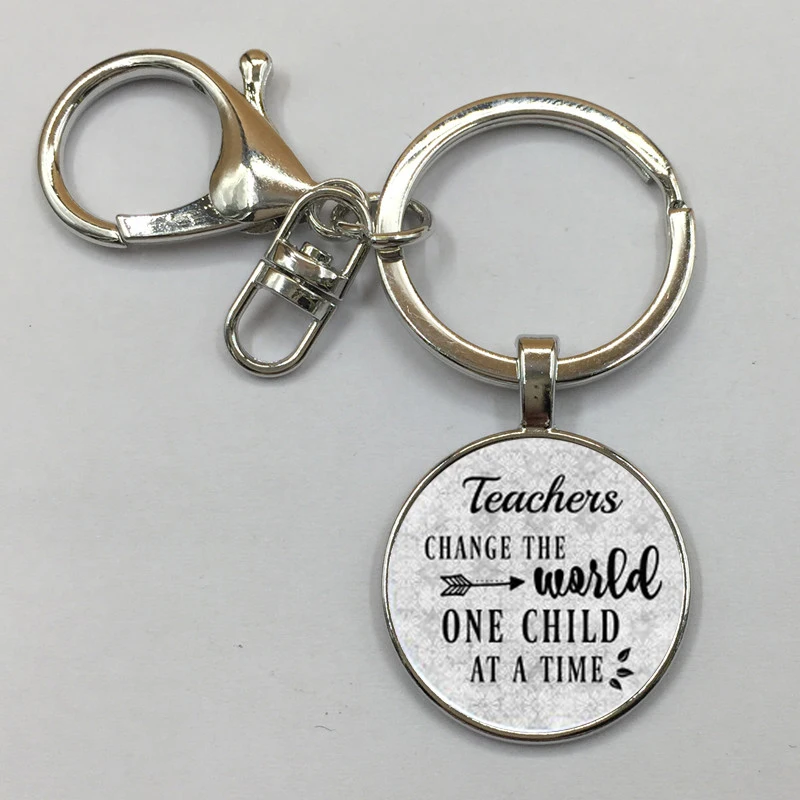 

Gift for Teacher,Daycare provider,Teacher charm Keychain,Teacher Appreciation Gift,TEACHERS CHANGE the World One child at a time