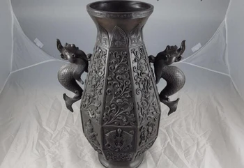 

song voge gem S1528 Palace Royal Pure Copper Bronze Eight treasures Dragon Ears Jar Bottle pot Vase