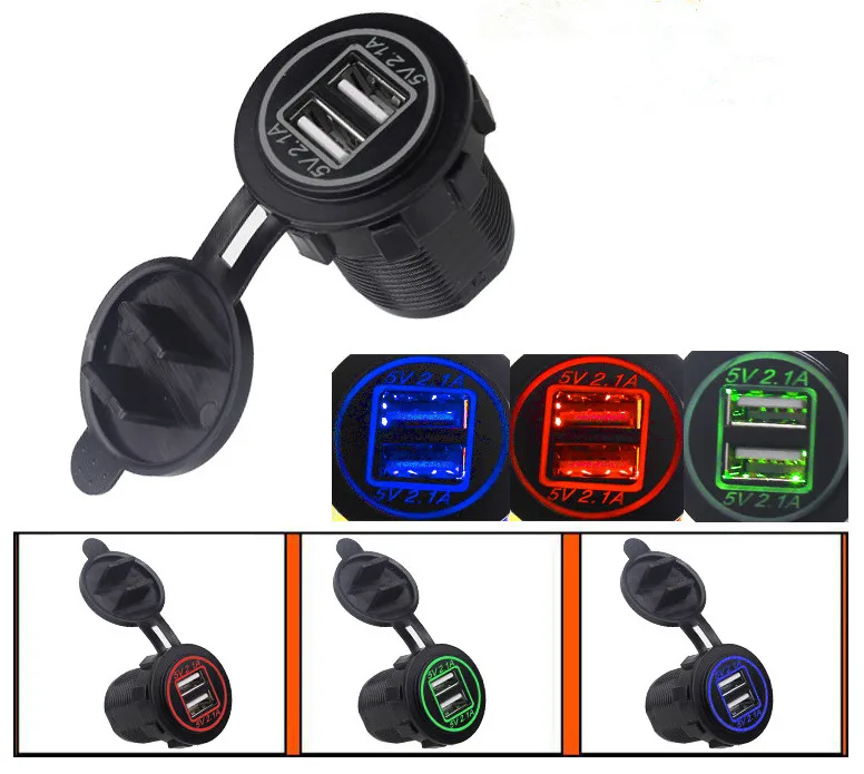 

Car Moto / RV Ship Universal Dual USB Car Phone Charger Refit Accessories Double Aperture 12V-24V