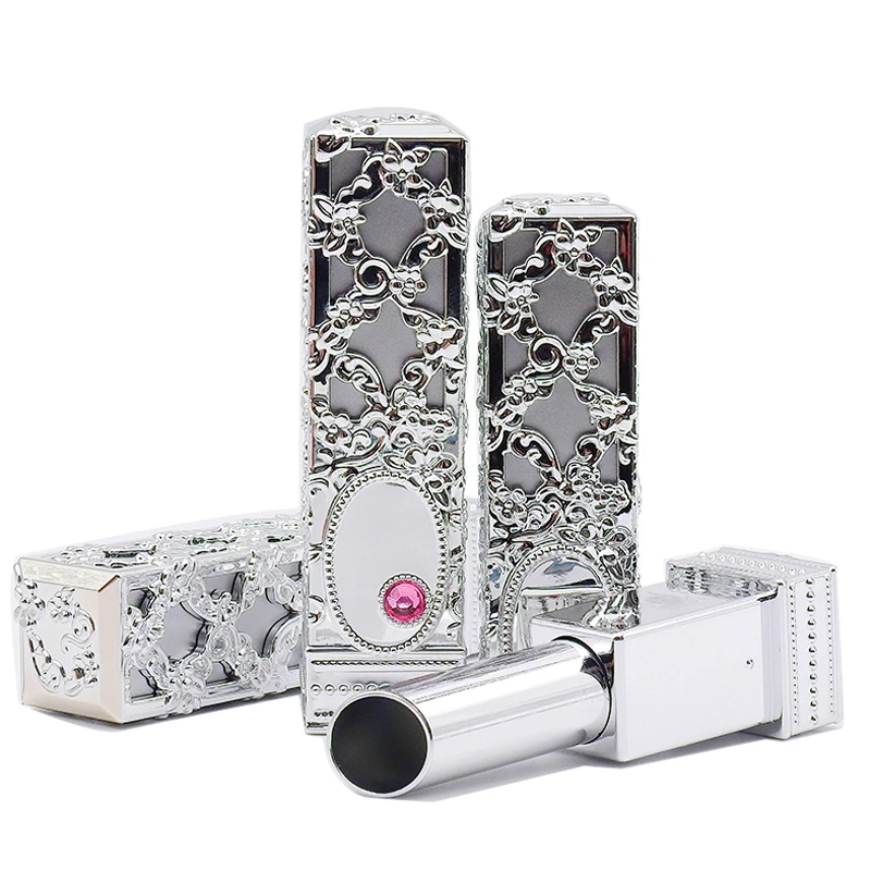 

Queen Silver Diamond Lipstick Tube Princess Elegant Empty DIY Lip Balm Makeup Cosmetic Containers Packaging 10pcs/lot