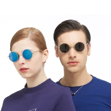 Gafas de sol polarizadas AORON para hombre/mujer, gafas de sol clásicas Vintage redondas para hombre, gafas con montura metálica UV400