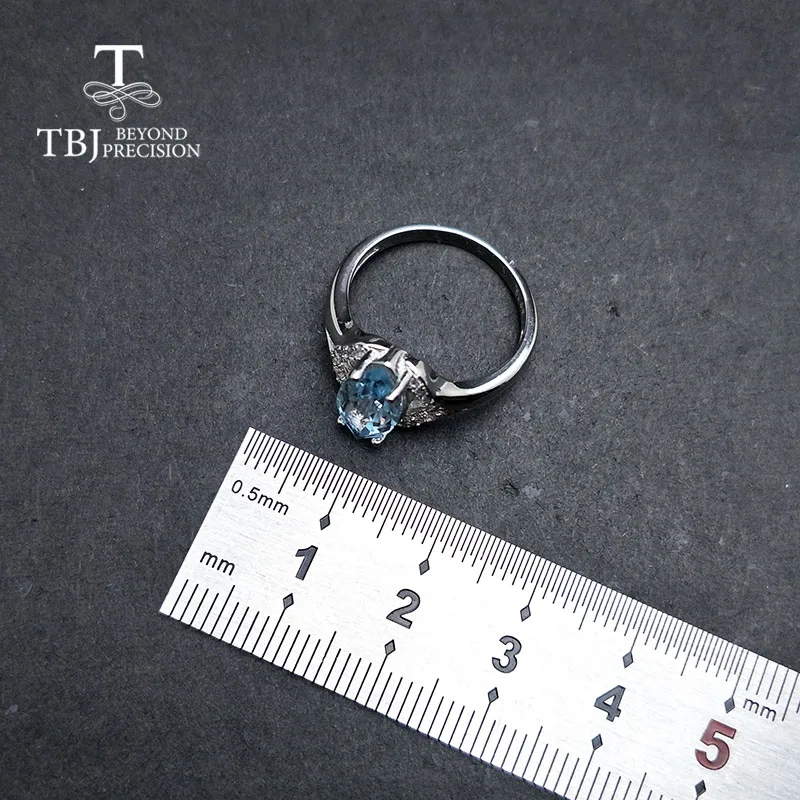 TBJ, дизайн натуральный Небесно голубой топаз 2.3ct драгоценный камень кольцо серебро 925 пробы хорошее ювелирное изделие для женщин мама хороший подарок