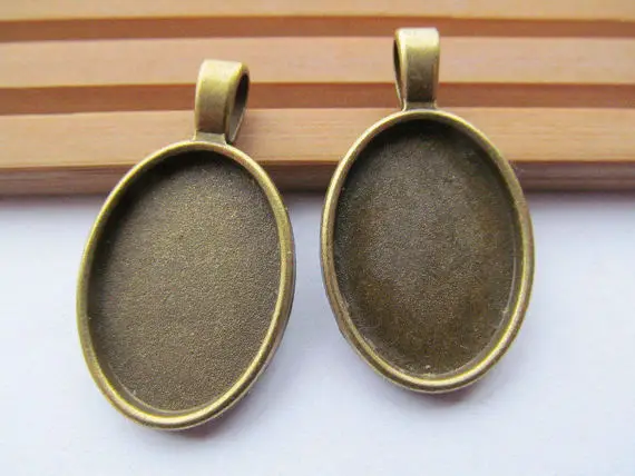 

50pcs Antique Bronze Thick Oval Base Setting Tray Bezel Pendant Charm,Fit 18mmx25mm Cabochon/Cameo,DIY Accessory Jewellry