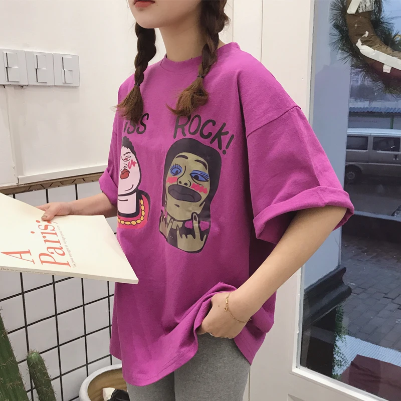

Gagarich Harajuku Printed T-Shirt Cartoon Man Kiss Rock Vogue Women Short Sleeve T Shirt Plus Size Tops