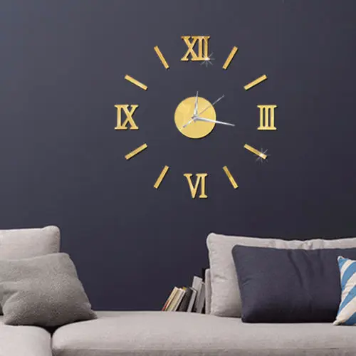DIY 3D Wall Clock Mural Vinyl Removable Wall Stickers Home Modern Decal Crystal Mirror Vinyl Wall Art Sticker Decals