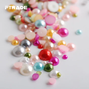 

2/3/4/5/6/7/8MM Mix Size Half Round ABS Imitation Pearl 500Pcs Mix Color High Quality Flat Back Beads For Scrapbook Decoration