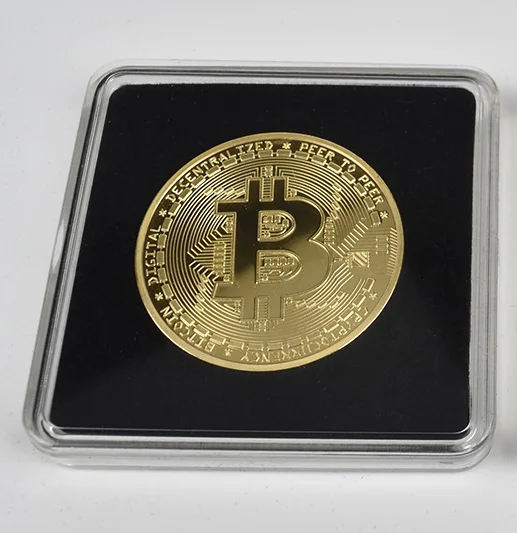 Позолоченная монета Биткоин бит Litecoin пульсация поминовение металлическая монета прозрачная акриловая упаковочная монета - Color: Gold BTC with case