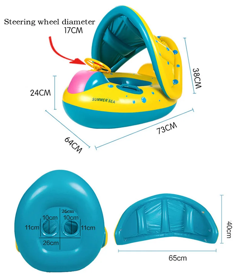 Новые детские плавательный лодка надувная детей кольцо тент лодки игрушки