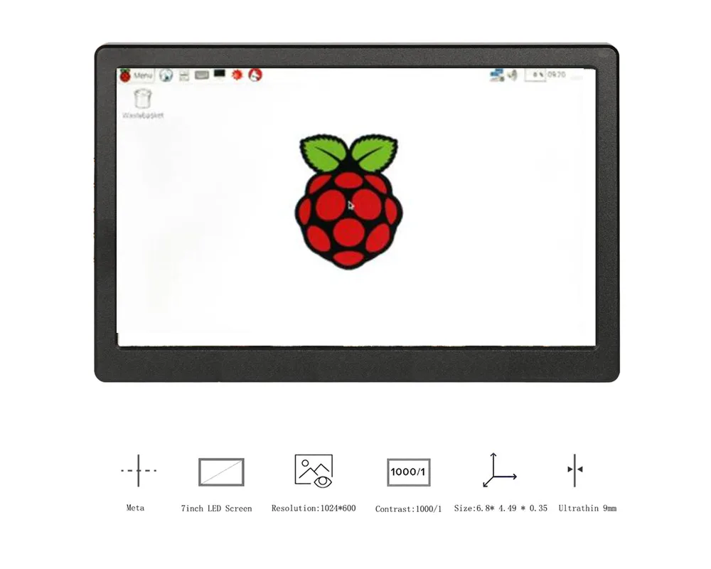 

New 7 inch 1024x600 HDMI IPS LCD Display Screen Alloy Case For Raspberry Pi 4 Model B 3B+ 3B