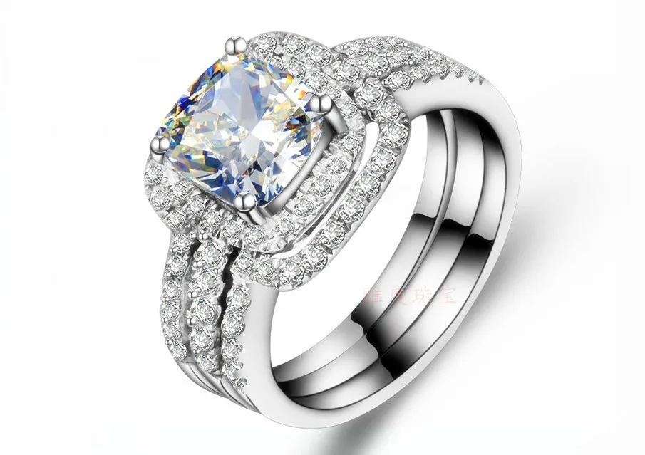 excellent 3 carat cushion cut sona simulate diamond engagement ring with band white gold finish best wedding anniversary ring in rings from jewelry - Engagement And Wedding Rings excellent 3 carat cushion cut sona simulate diamond engagement ring with band white gold finish best wedding anniversary ring in rings from jewelry - Engagement And Wedding Rings