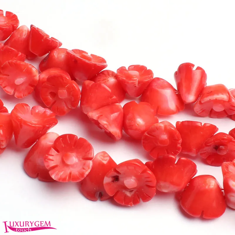 

Free Shipping 8-10mm Natural Red Coral Engraving Flower Shape Gems Loose Beads 25Pcs Creative Jewellery Making w3694