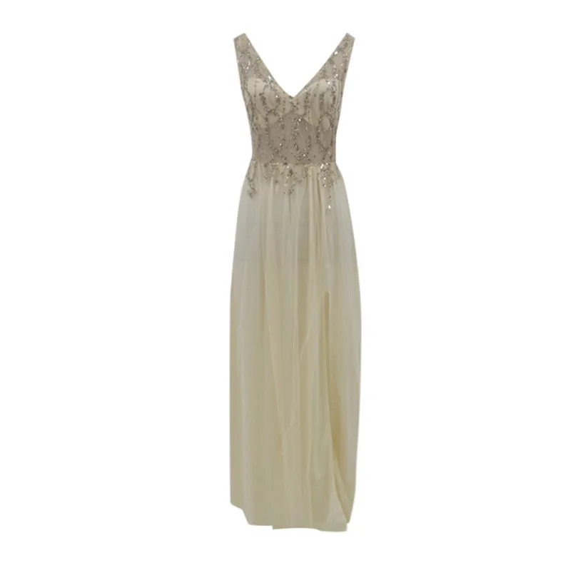 Women Summer Casual Daily Sexy Sling Cross Wedding V-Neck Elegant Party Evening Slim Hollow Lace Dress #4A22 (4)