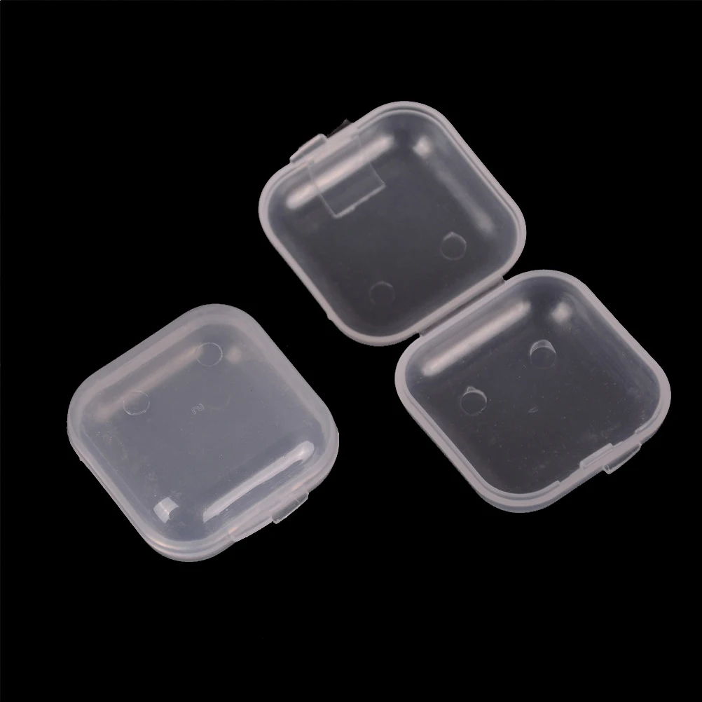 Mini Clear Plastic Small Box Hook Jewelry Earplugs Container Storage Organizer 