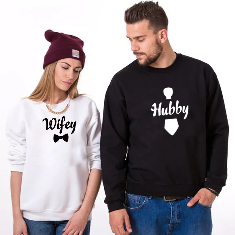 EnjoytheSpirit Couple Sweatshirt Hubby Wifey Crewneck Jumpers Valentine ...