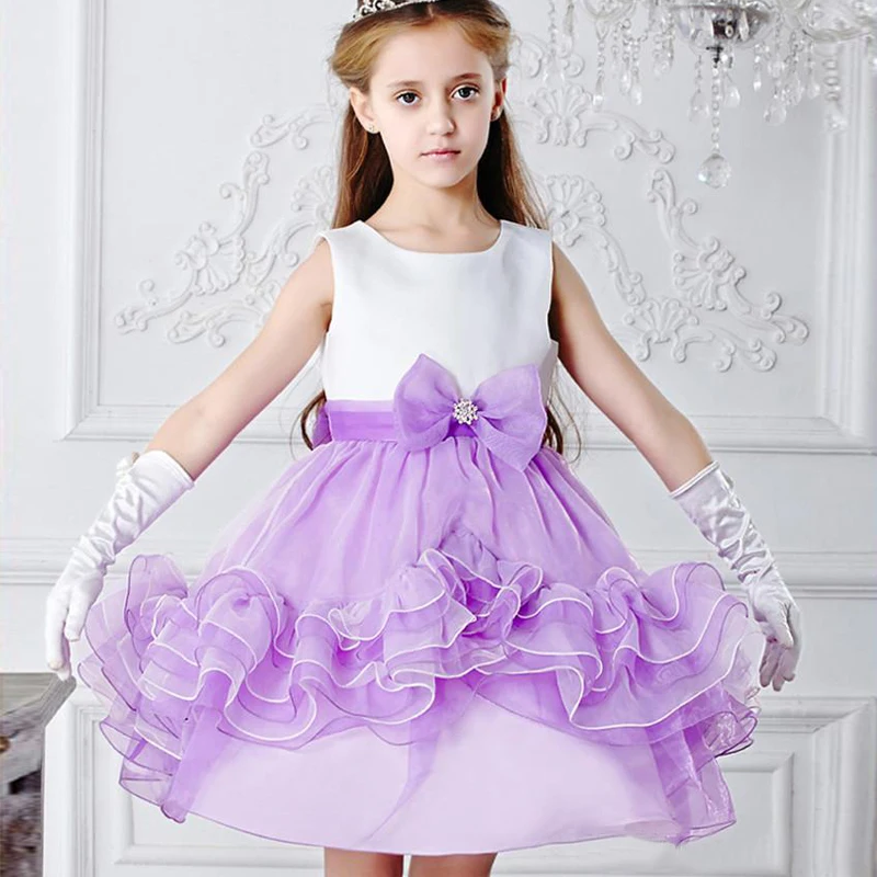 

Flower Girl Dress Purple Tucker Dress BabyTutu FlowerGirl Dresses for Wedding First Communion Occasion Gown Kids Dresses 2017