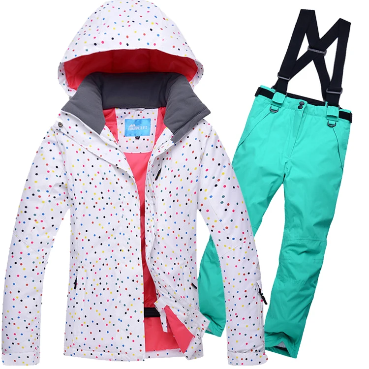 Новая женская лыжная куртка+ брюки ветрозащитная водонепроницаемая Спортивная одежда для улицы зимняя супер теплая одежда лыжный костюм женский