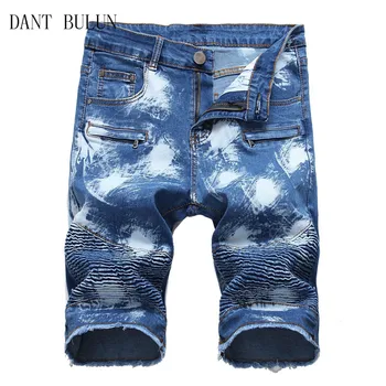 

High Street Denim Shorts Men Jeans Biker Ripped Punk Short Homme Hip Hop Shorts Mens Casual Short Hombre