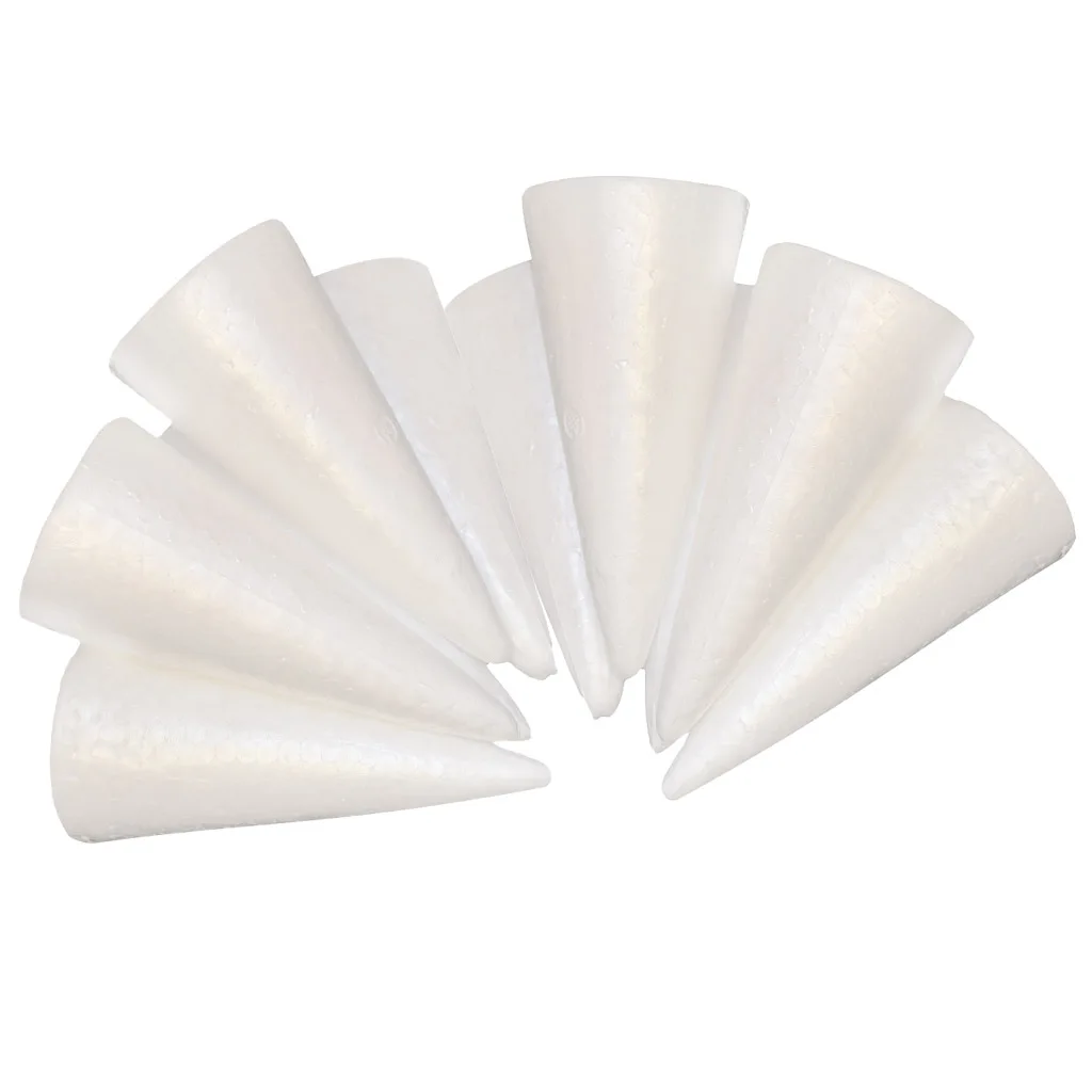 30 Pieces White Cone Shape Christmas Tree Styrofoam Polystyrene Foam Materials for Kids Crafts DIY Modeling Handmade Toys 150mm