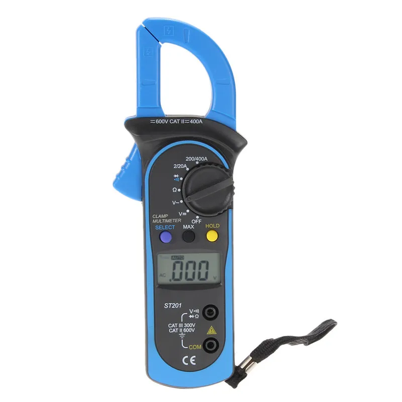 Digital Auto Range Clamp Multimeter Tester Meter DMM AC DC Volt Ohm Digital Clamp Multimeters ST201