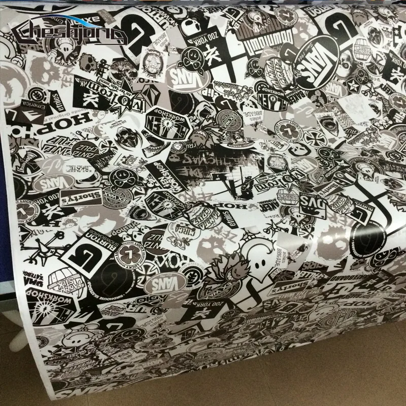 Black-White-Graffiti-Cartoon-Stickerbomb-For-Car-Motorcycle-Scooter-Scateboard-Helmet-DIY-Decal-Vinyl-Wrap-Adhesive-Film-Sheet-02