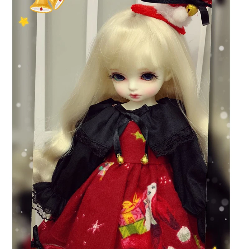 

Doll clothes 1/6 1/4 christmas red dress + hair decoration 2 colors for 1/6 1/4 1/3 BJD doll accessories