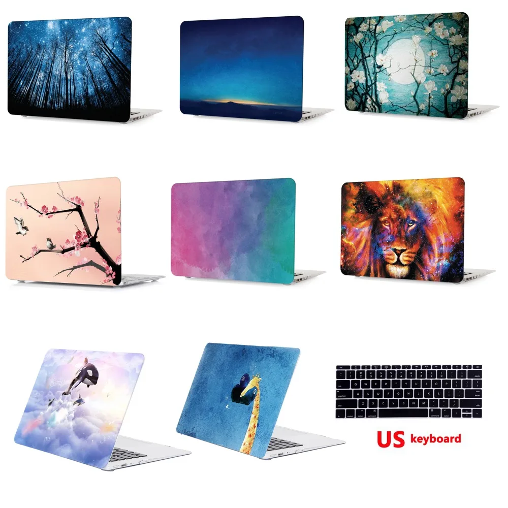 

Plastic Case Laptop Shell Hard Cover+Keyboard Cover For Apple Macbook Air Pro Retina Touch Bar 11 12 13 15 inch -SG