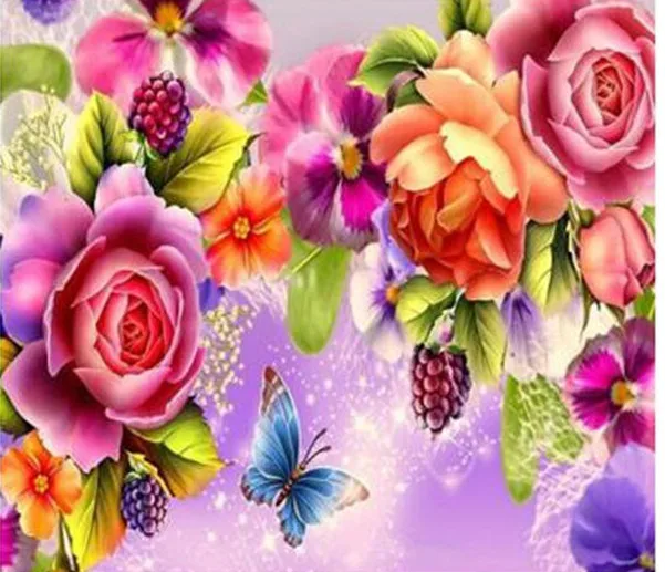Handmade needlework diy diamond painting kit embroidery plant full rhinestone Pink orchid cross stitch | Дом и сад