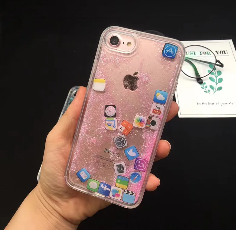 

Novelty Shine Symbols Quicksand Dynamic Back Full Cover Phone Case For iPhoneXS MAX 8PLUS 6s 7plus Skin Shell Protection