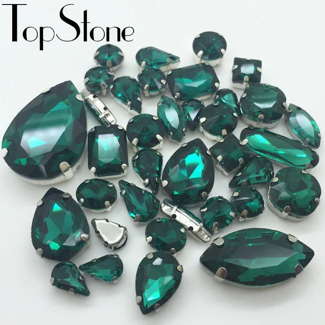 TopStone Изумрудный цвет блестящее стекло кристалл для нашивки горный хрусталь с